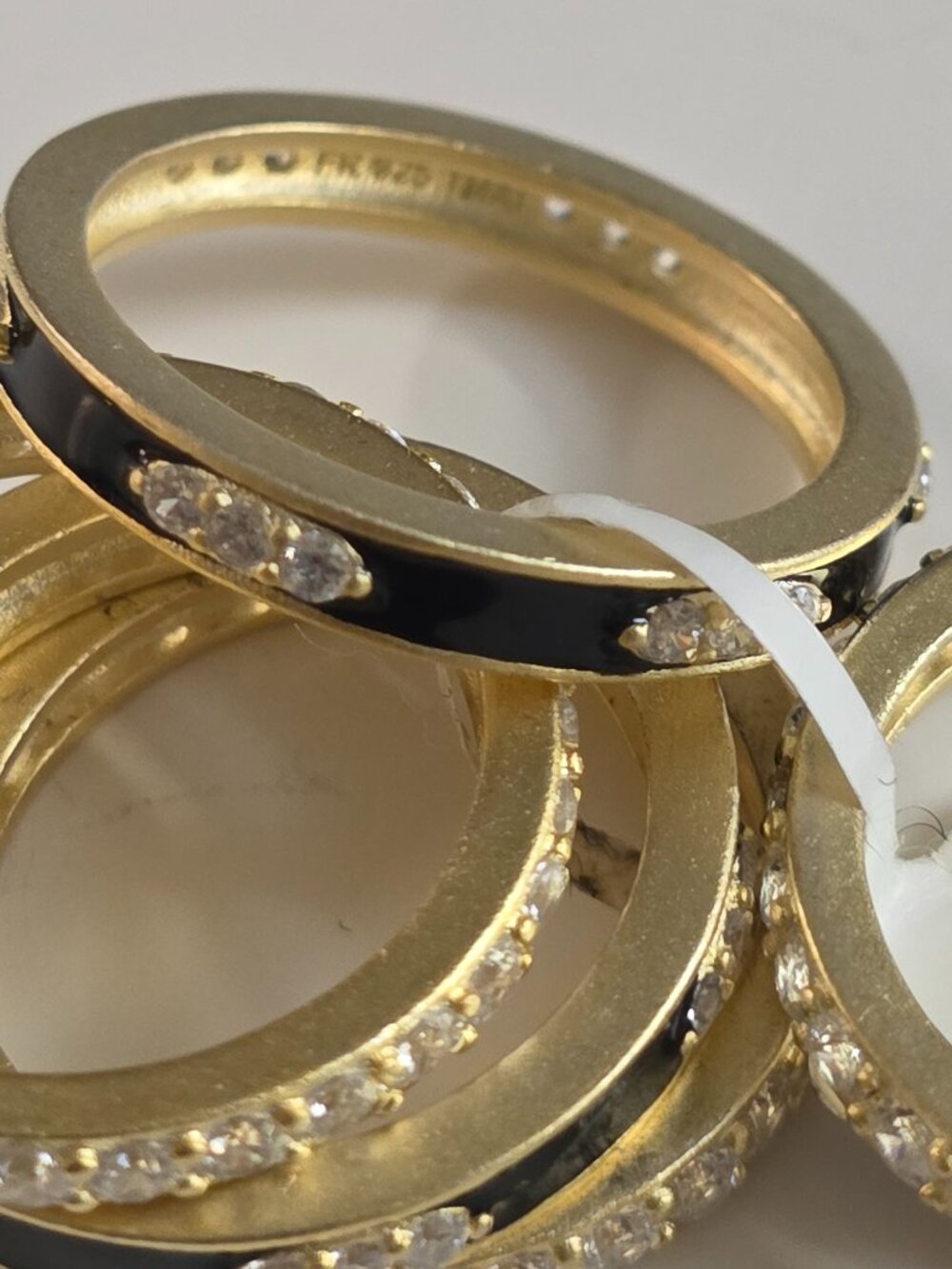 Freida Rothman Gold Plated Two Tone 5-Stack Ring - Picture 9 of 12